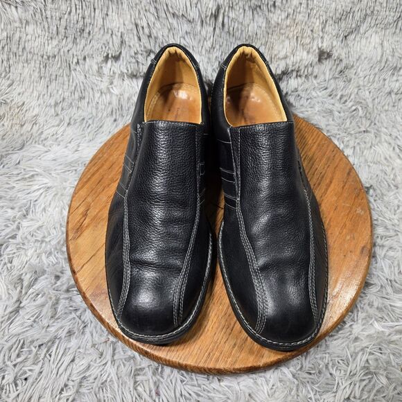 Sandro Moscoloni Men Sz 16D Slip On Shoes Black Leather Y2K Style Driving Loafer - Picture 2 of 8